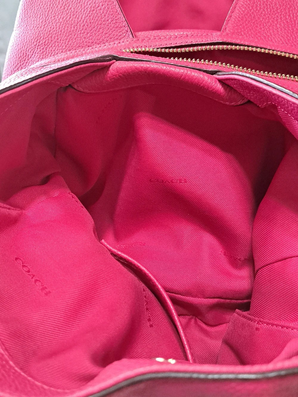 Coach Pebbled Leather Shoulder Bag in Fuchsia Pink